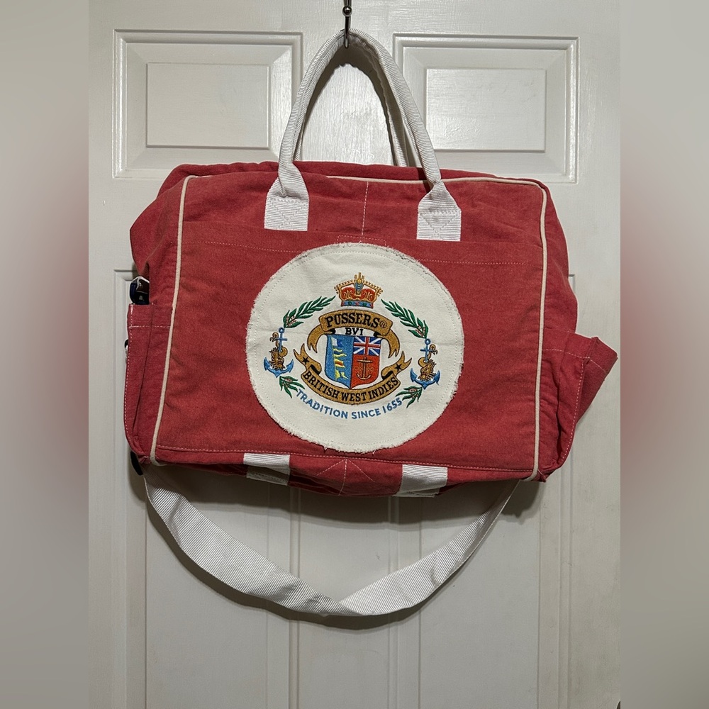 Pussers Lavender Dk Pink West Indies Land Sea Cruising Traveling Canvas‎ Bag EUC